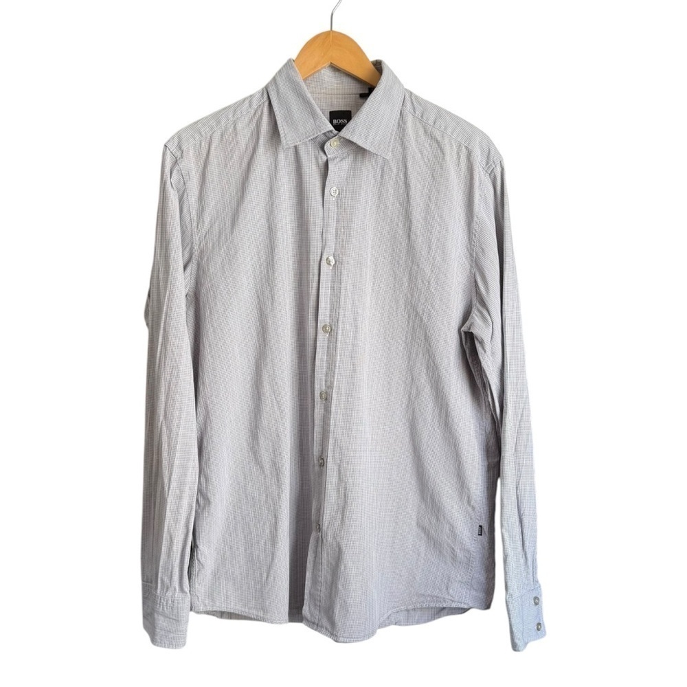 4/$25 Hugo Boss Button Down Shirt Men’s Size XL Grey Plaid Workwear Business